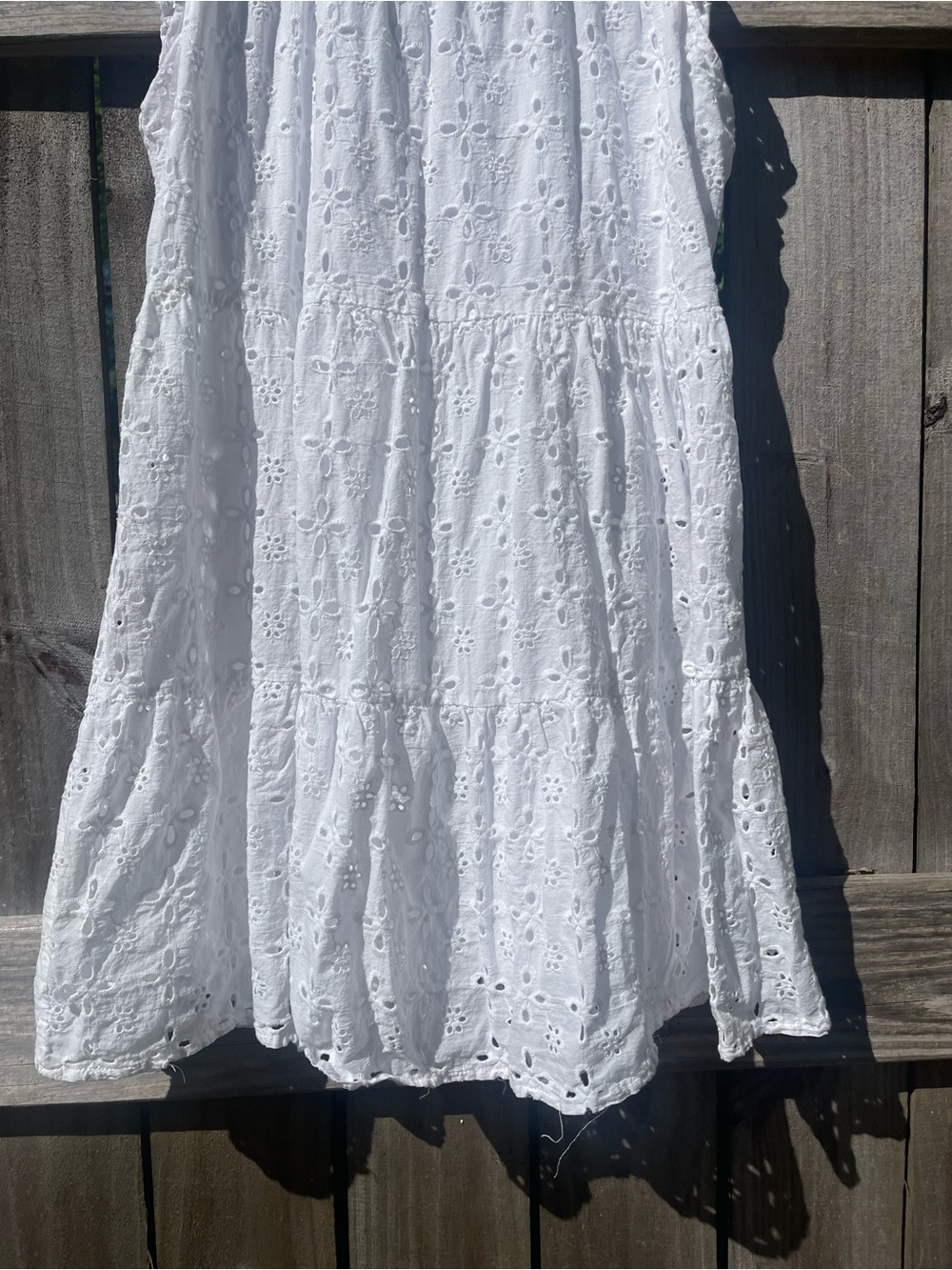 Mud Pie White Eyelet Tiered Mini Dress Sz M - Picture 9 of 10